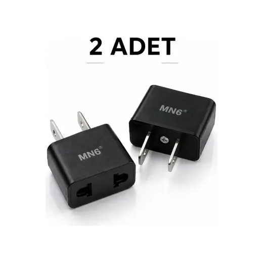 MN6 M007 Amerikan Priz Dönüştürücü Adaptör Fiş, 2 Adet Türkiye/Avrupa Fiş Uyumlu ABD Tipi Seyahat Adaptörü