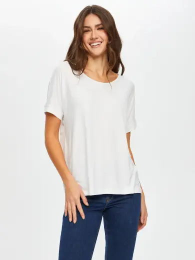 Yuvarlak Yaka Düşük Kollu T-Shirt B00003-1