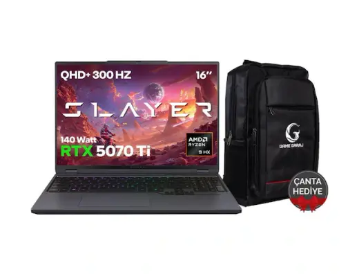 Game Garaj Slayer R9T3D-5070TIC2 R9-9955HX3D 64 GB 2 TB SSD RTX5070TI 16" Dos Dizüstü Bilgisayar