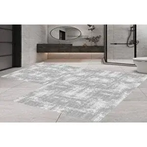 Vivense Di̇ji̇tal Baski, Kaymaz Taban İki̇li̇ Banyo Paspasi 100x60 + 60x50 Cm Rvg5-lna009