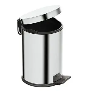 Aqua Bagno Basic Çöp Kovası - Pedallı 3 L, Parlak Krom Paslanmaz