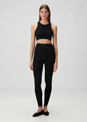 Siyah Waffle Tayt