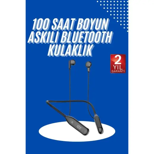 Akıllı Bayi 100 Saat Kablolu Boyun Askılı Dijital Göstergeli Bluetooth Kulaklık Aby