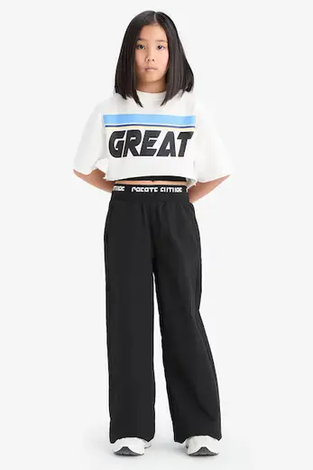 Wide Leg Geniş Paça Pamuklu Pantolon Kız Çocuk