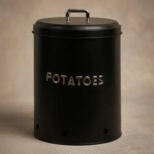 Galvaniz Metal Siyah Potato Kutusu