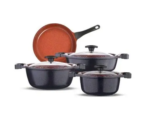 Thermoad Graneu Red Diamond 7 Parça Tencere Seti 20 - 24 - 26 CM
