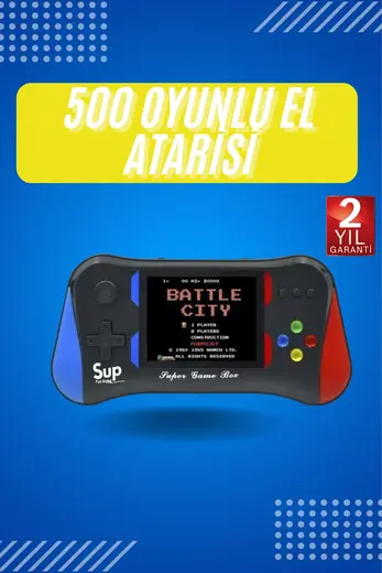 3.5 İnç 500 Klasik Retro Oyun Yüklü Kollu Oyun Konsolu
