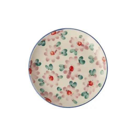 Rice El Yapımı Seramik Tatlı Tabağı - Pembe Çiçek