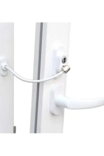 Beyaz Çelik Halatlı Kablolu Pvc Pencere Emniyet Çocuk Güvenlik Kilidi 1 Adet