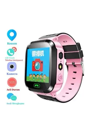 Kız Çocuk Siyah-Pembe Akıllı Saat Takip Saati Gps Sim Kartlı Btk Kayıtlı Kameralı