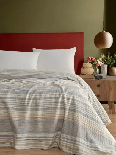 Vicuna Home 4 Mevsim Pamuklu Battaniye - Çift Kişilik Gri