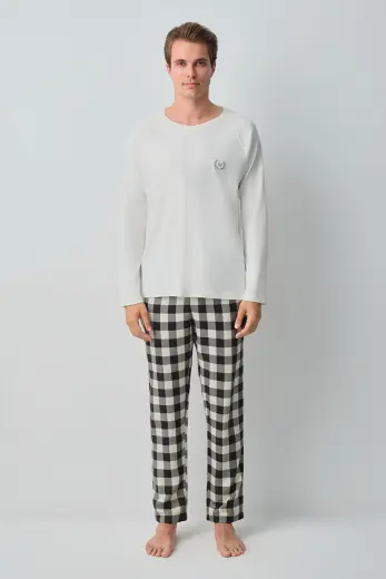 Siyah Desenli George Erkek Pamuklu Pijama Takımı