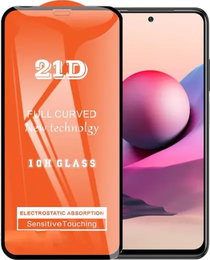 Xiaomi Redmi Note 10S Ekran Koruyucu 21D Tam Kaplayan Kavisli
