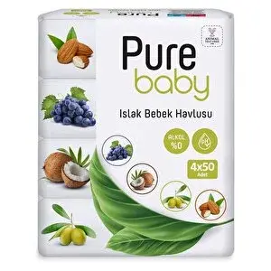 Pure Baby Bebek Islak Mendil 4x50 Adet