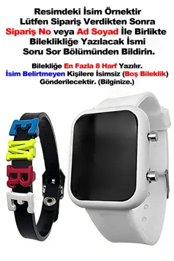 Çocuk Kol Saati İsme Özel Hediye Bileklik Dijital Su Geçirmez Kız Çocuk Erkek Çocuk Saatleri Siyah