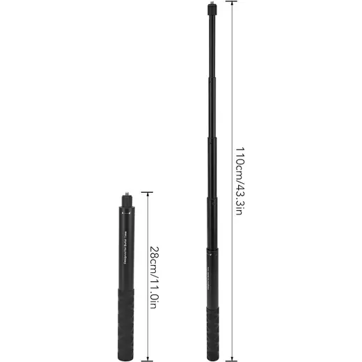 Outfire INSTA360 Aksiyon Görünmez Selfie Çubuğu 1.1 Metre Alüminyum Alaşım Malzeme ile Teleskopik Yapı