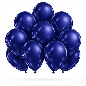 SüSLe Bebek ve Parti Metalik Parlak Balon, 30 Cm X 10 Adet - Lacivert