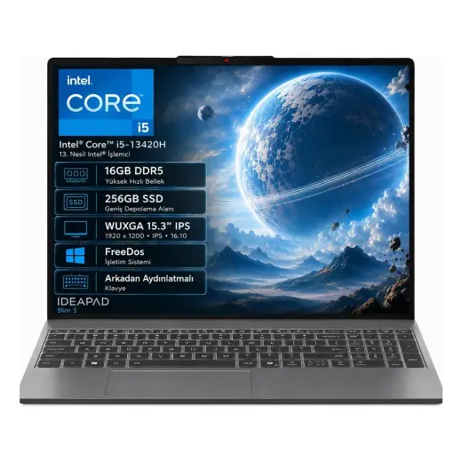 Lenovo IP3 83K100Q0TR-03 i5-13420H 16 GB DDR5 256 GB SSD WUXGA 15.3" IPS FreeDos
