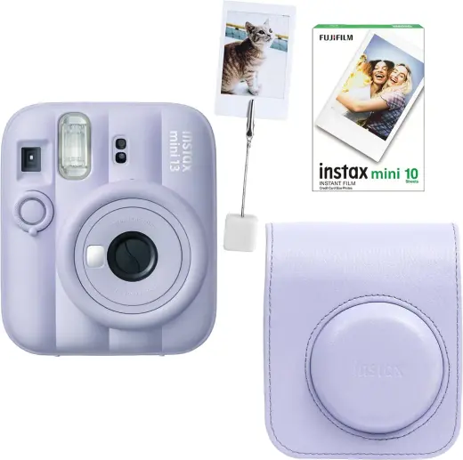 Instax Mini 13 Fotoğraf Makinesi Deri Çanta Kıskaç ve 10'lu Film Hediye Seti