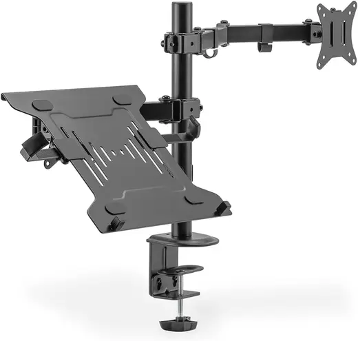 DIGITUS Notebook tutuculu üniversal monitör tutucu / 39,6 cm'ye kadar notebook 32 inç monitör / 15,6 inç C mengene