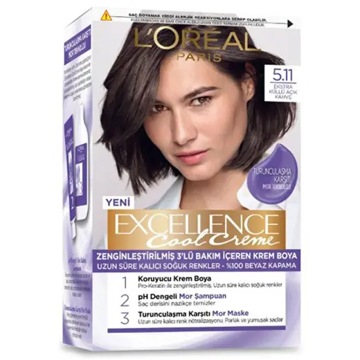 Loreal Paris Excellence Cool Creme Saç Boyası 5.11 Ekstra Küllü Açık Kahve