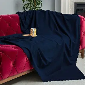 Latuda Home Latuda - Şönil Çift Taraflı Kaymaz Çekyat Örtüsü Ve Koltuk Şalı Lacivert