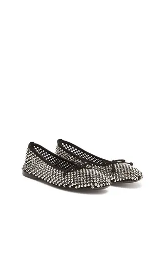 Silver Taşlı Deri Babet