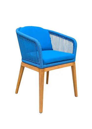 Sumatra Teak Wood Mavi Bahçe Sandalyesi