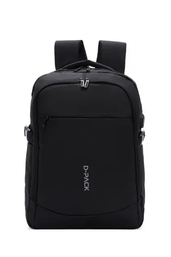 D-pack unisex siyah teknolojik kumaş sırt çantası