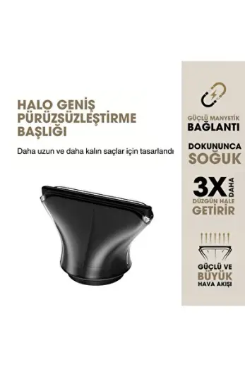 Halo Geniş Düzleştirici Konsantre Başlık 88 mm Siyah