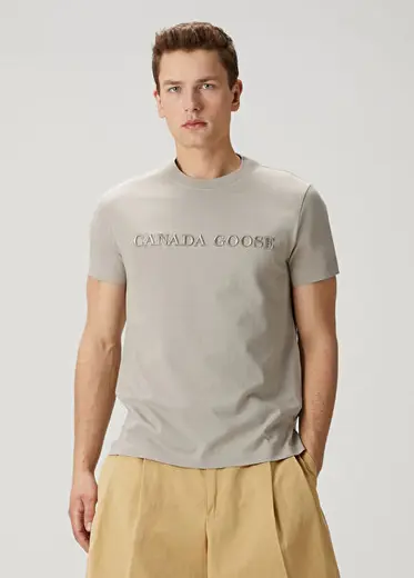 Emersen Bej Logo Nakışlı T-shirt