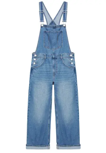 Uzun denim tulum Mavi