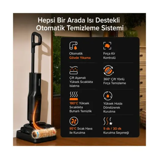 Roborock F25 Steam Akıllı Dikey Süpürge Siyah
