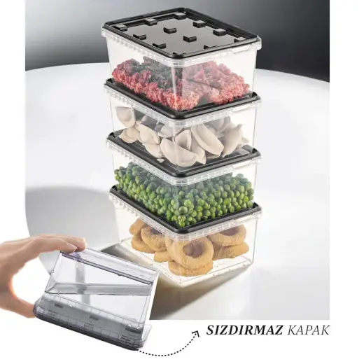 Vienev 4'lü 1,5 Litre Block Sızdırmaz Saklama Kabı Seti Antrasit