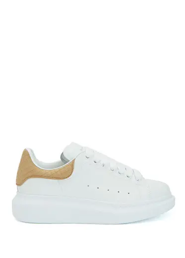 Oversized Beyaz Bej Kadın Deri Sneaker