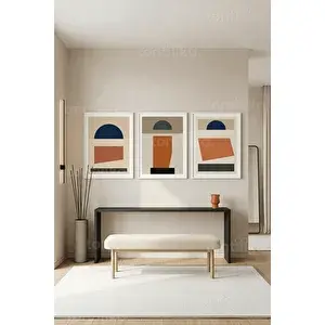 Tontilika Modern Geometrik Soyut 3’lü Ahşap Çerçeveli Tablo Seti 30x42 cm