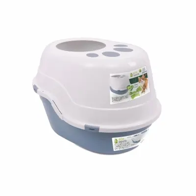 M-Pets Eco Tanta Üstten Girişli Kapalı Kedi Tuvaleti 63x49x42cm (Mavi)