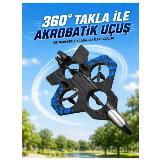 Masa Dostu Uzaktan Kumandalı Savaş Uçağı Drone 2.4 Ghz Jiroskoplu Tek Tuş Kalkış Iniş 360° Dönüş