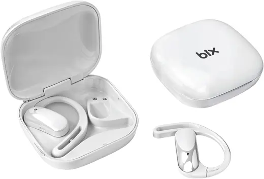Bix OWS2 Bluetooth 5.4 Stereo Sesli IPX4 Sertifikalı Spor Fitness ve Koşu İçin Ergonomik Ear Hook Esnek Kulak Kancalı Kablosuz Kulaklık (Beyaz)