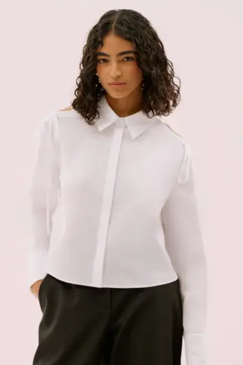 Cut Out Omuz Detaylı Gömlek Beyaz