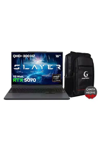 Game Garaj Slayer R9T-5070 V2 C2 AMD Ryzen 9 8945HX 32 GB RAM 2 TB SSD RTX5070 16" 300Hz QHD+ IPS FreeDOS Oyuncu Laptop
