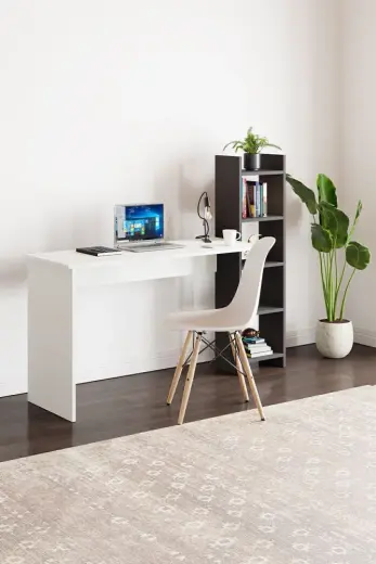 Intergo Belsa Kitaplıklı Çalışma Masası Antrasit Atlantik Çam