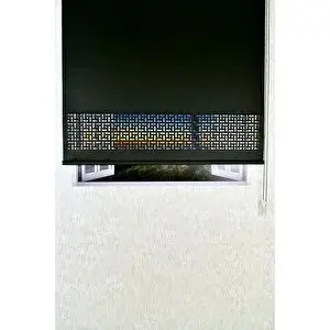 Setekshome Siyah Karatma Lazer Kesim Modern Stor Güneşlik Perde 80x200 cm