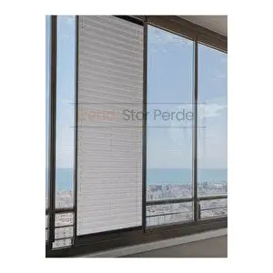 Trend Stor Perde Koyu Gri Plise Katlanır Cam Balkon Perdesi - Ofis Perdesi - Salon Perdesi - 002 50x200 cm