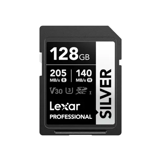 Lexar 128 GB Silver Plus SD UHS-I V30 U3 Hafıza Kartı 205 MB/s Okuma Hızı ile Profesyonel Kullanım