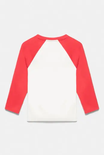 Grafik baskılı reglan tişört Beyaz/Kırmızı