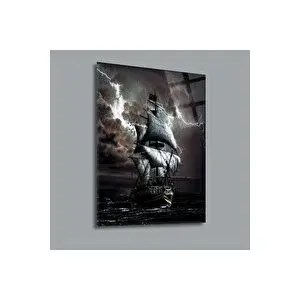 Mgi Design Kötü Hava Koşulunda Giden Gemi Manzara Cam Tablo #pct0074 | Deniz Temalı Dekoratif Duvar Tablosu, Salon, Ofis Ve Yazlık Dekoru, 70x110 cm