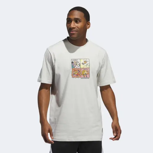 adidas Lil Stripe Comic Graphic Erkek Gri Günlük T-Shirt
