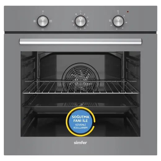 Simfer 8256 0+3 Fonksiyon Mekanik, Gri, Cam, Power Turbo Ankastre Fırın