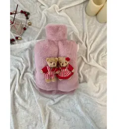 Sevgili Hediye İçin Sıcak Su Torbası Pudra Pembe Peluş Ayak Isıtıcı Oyuncaklı 2 Litre 6